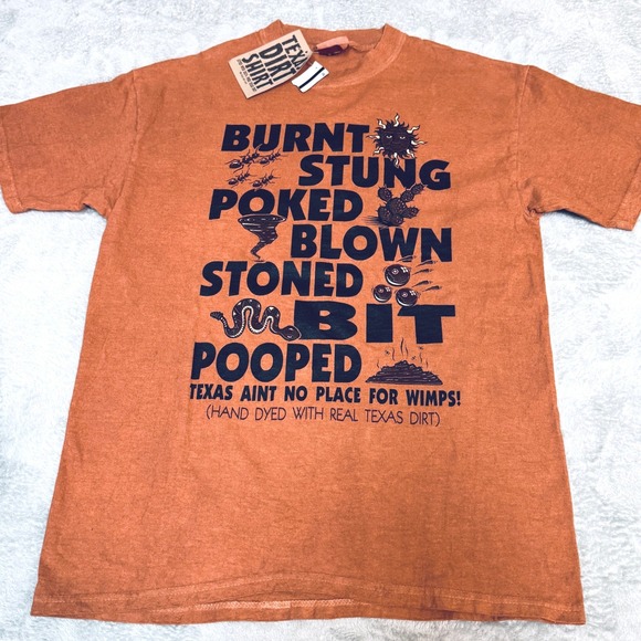 Texas Dirt Shirt Graphic Tee Burnt Orange Humor T Shirt Men's Medium - Picture 3 of 6